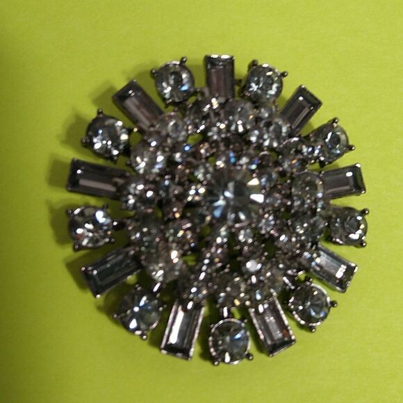 Large Iolite and Faux Diamond Pin - Picture 1 of 4